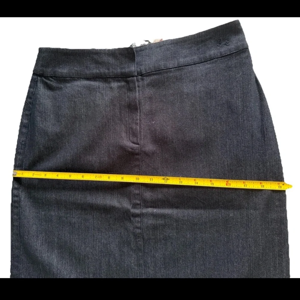 Burberry London Womens Black Pencil Skirt Pockets Zip Front Denim Straight 42 - Picture 10 of 17